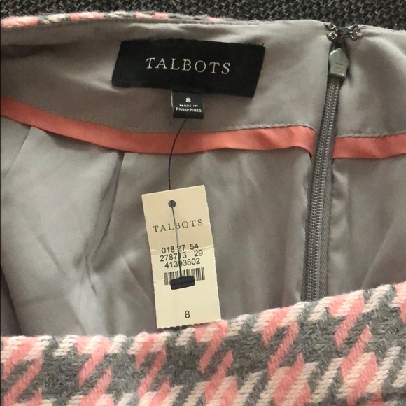 Talbots Pink and Grey Houndstooth Pencil Skirt - 8 - Picture 3 of 3